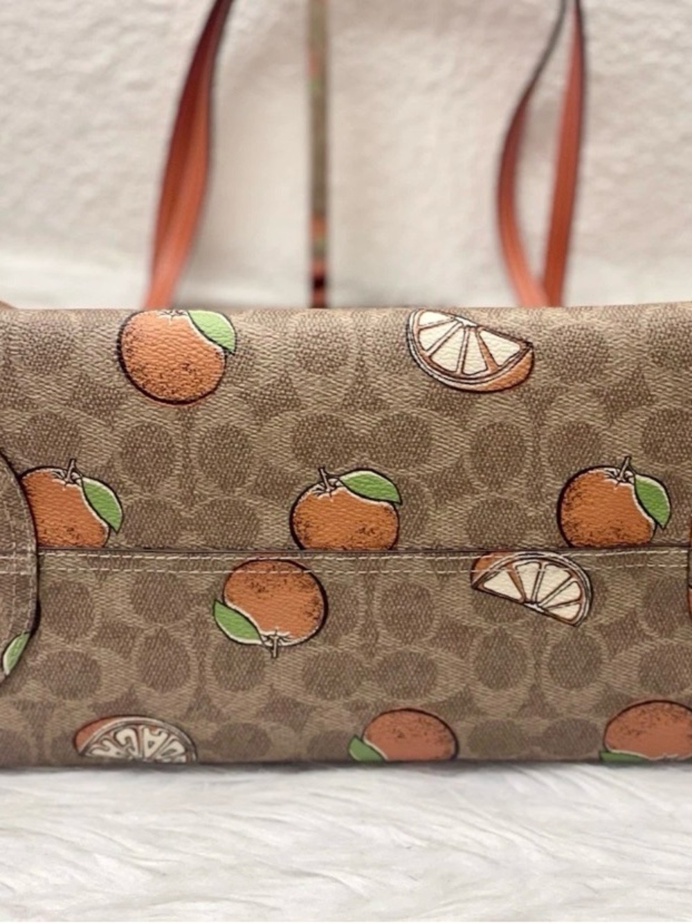 COACH CAL74 City Tote Bag In Signature Canvas With Orange Print- and wallet! - Picture 5 of 7